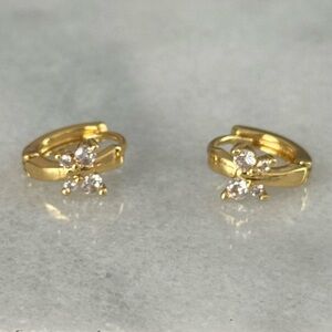 Gold Huggie Hoop Butterfly Crystal Earrings 

Brand New